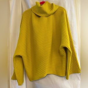 Moth by Anthropologie Mustard Yellow Ribbed Knit Turtleneck Sweater Size S